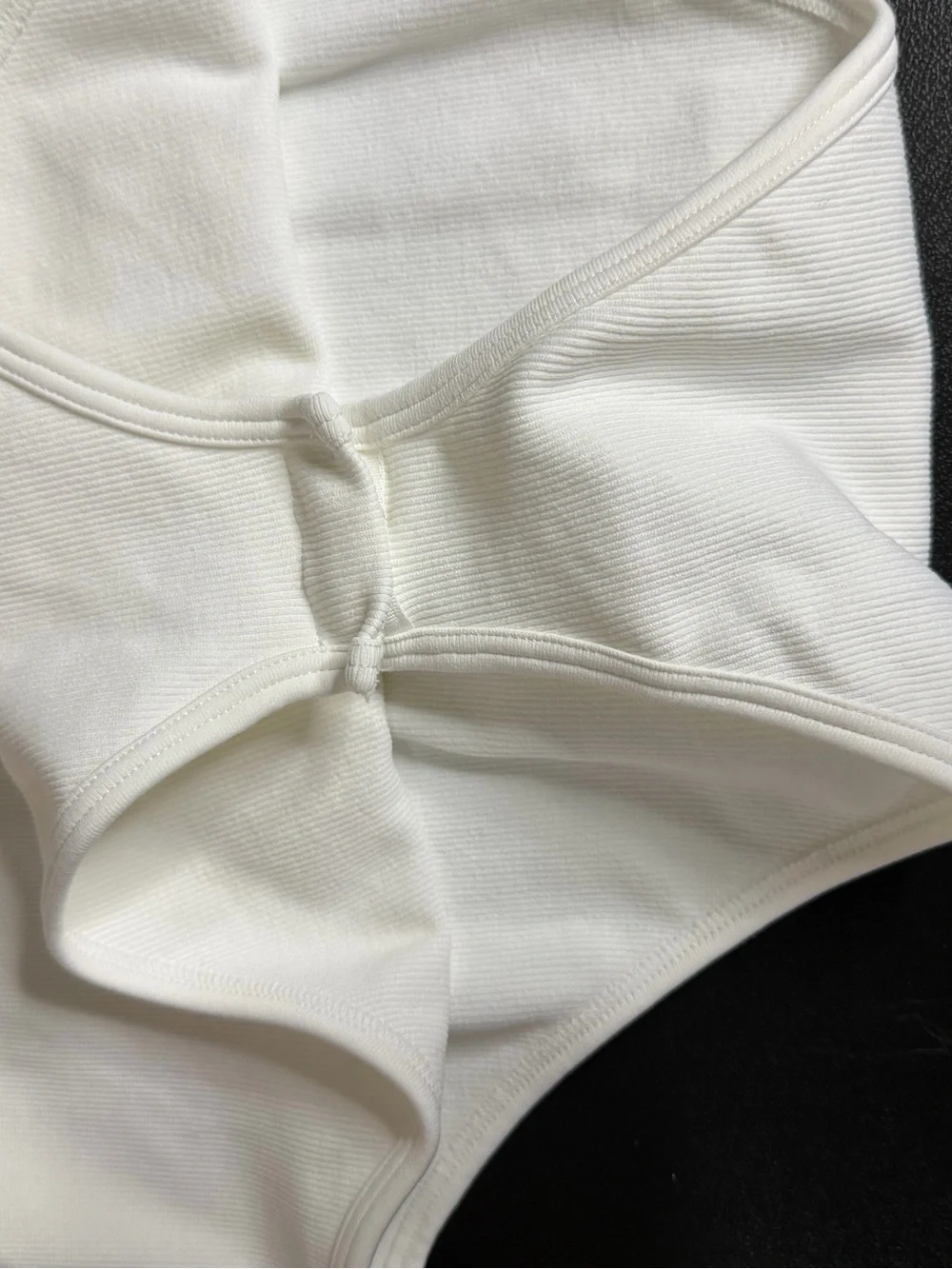 White Ribbed Spaghetti Strap Bodysuit